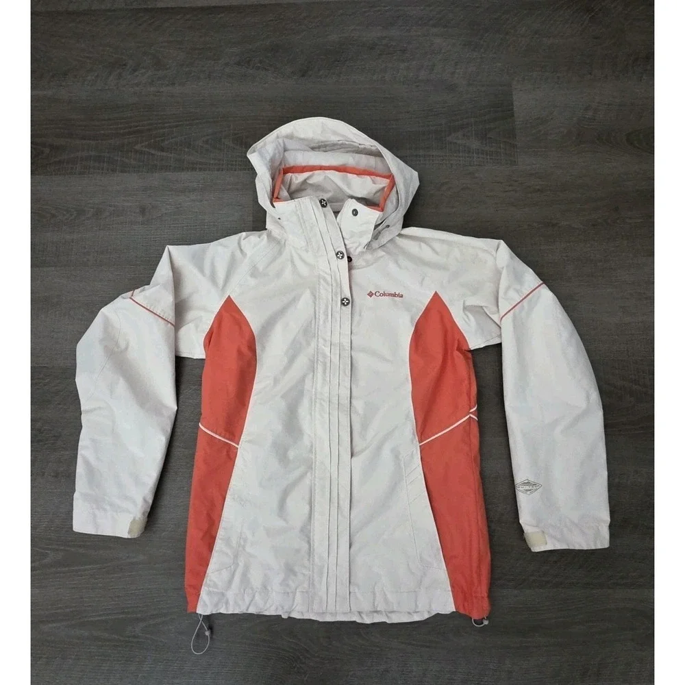 Columbia Jacket Womens Small Omni-Tech Waterproof Breathable Hooded Zip Button
